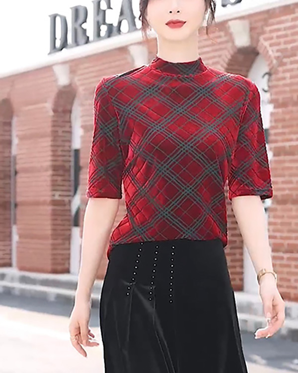 810002 -H1211  弹力丝绒上衣 打底衫