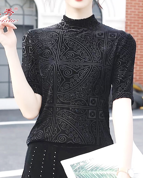 810002 - H1082  进口丝绒 弹力打底衫