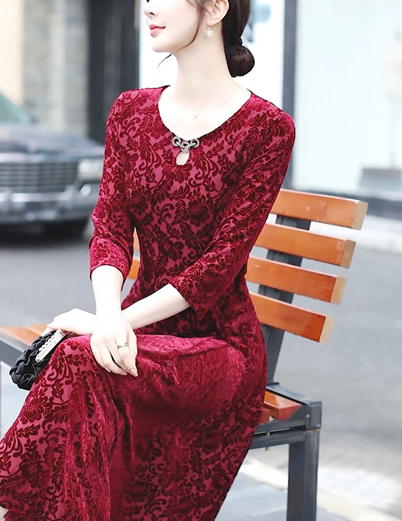 860127 - H1213 丝绒高端连衣裙 晚礼服