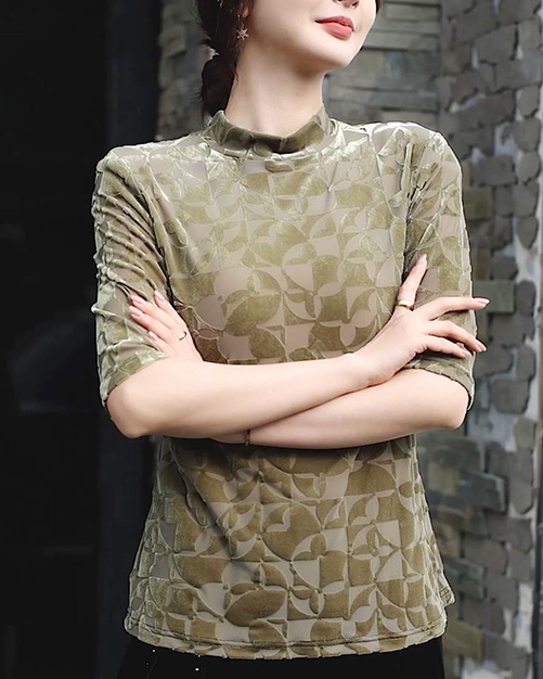 811002 - H1285  进口丝绒 弹力打底衫