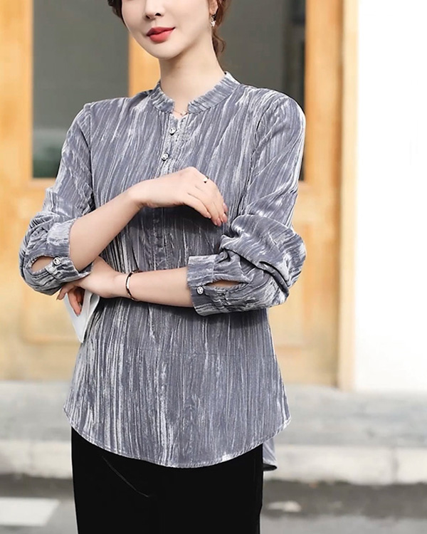 800191 -H1308 真丝丝绒上衣