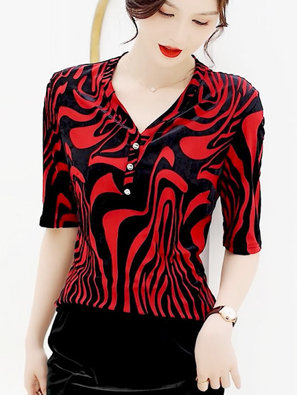 820227 - H1326 夏季丝绒烧花 上衣