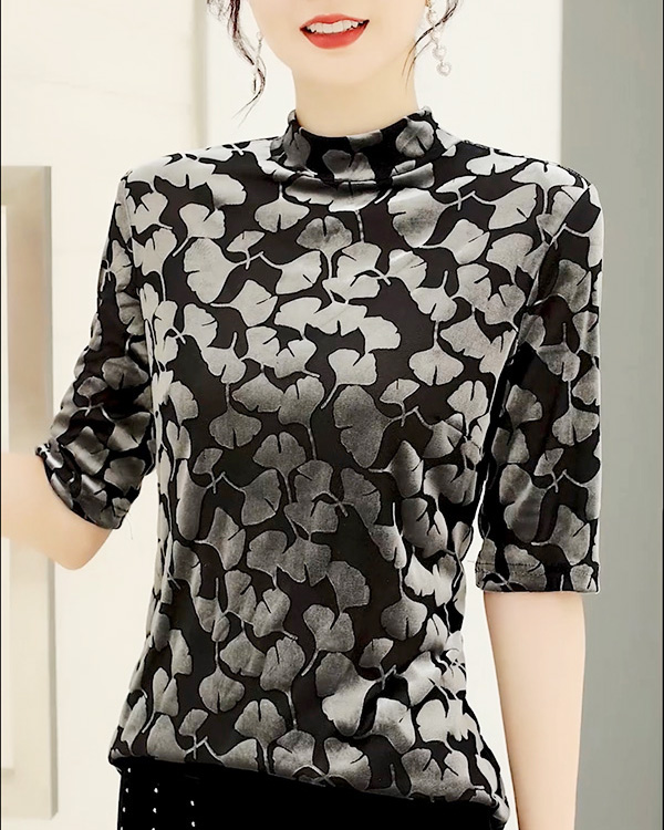 811002 - H1522 小高领丝绒上衣