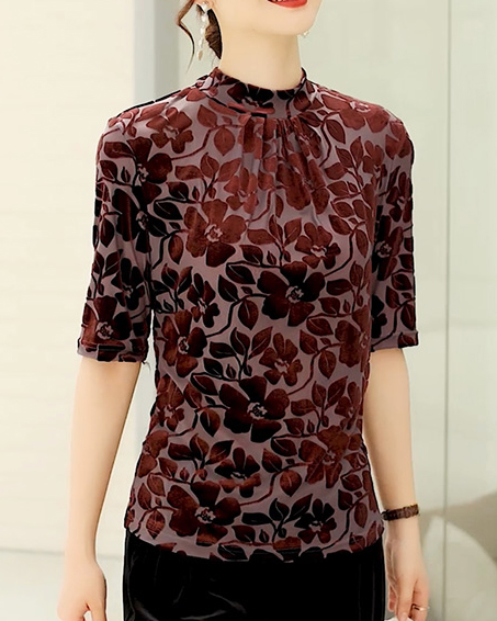 810166 - H1538 时尚丝绒上衣