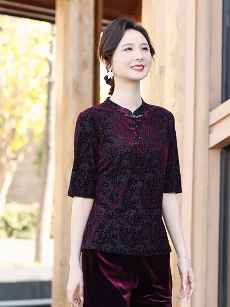 510696-18 时尚丝绒上衣