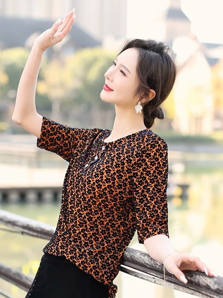 830611-12时尚丝绒上衣